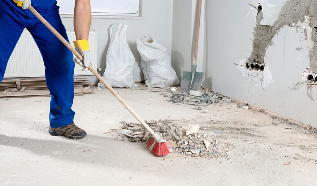 construction site being cleaned by a cleaning service company near me in arlington
