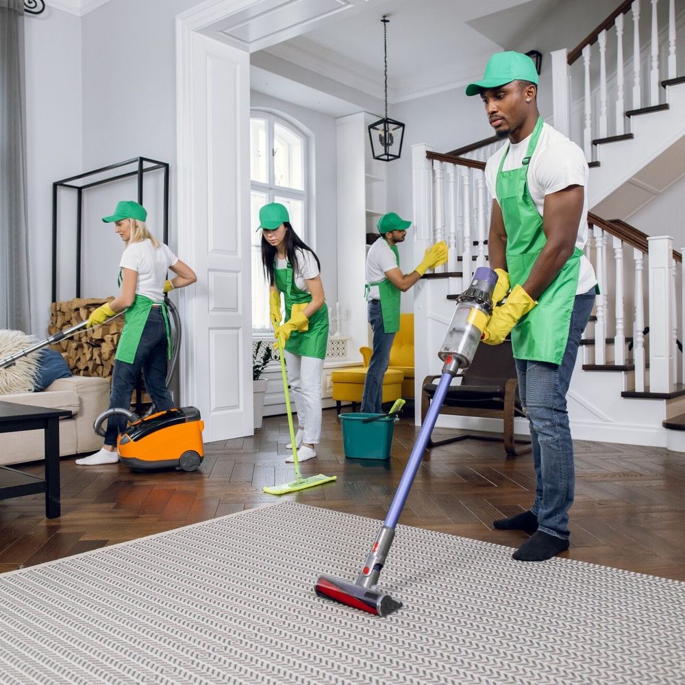 the arlington home cleaning team deep cleaning a sitting area